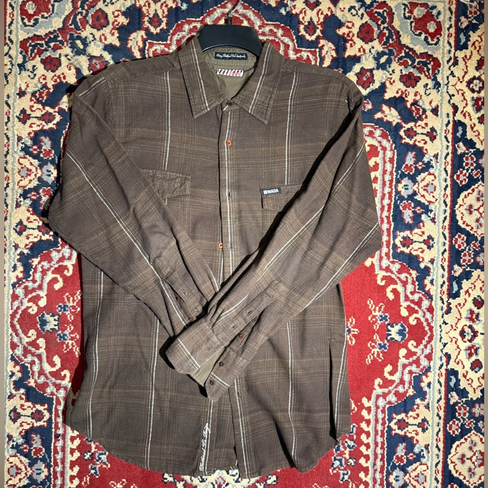 Ada Men's Brown Plaid Casual Shirt